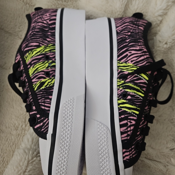 Adidas Nizza Platform Women's Zebra Pattern Sneakers - Black, Pink, Yellow - Picture 8 of 11